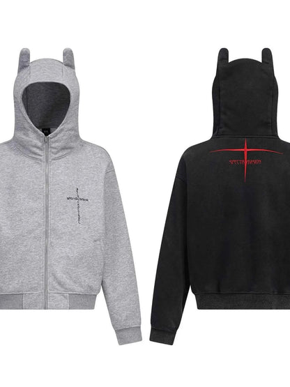 Men's Devil Horn Zip-Up Hoodie
