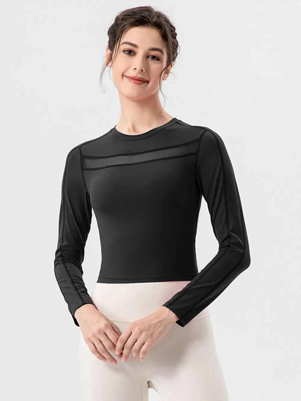 Round Neck Long Sleeve Active T-Shirt