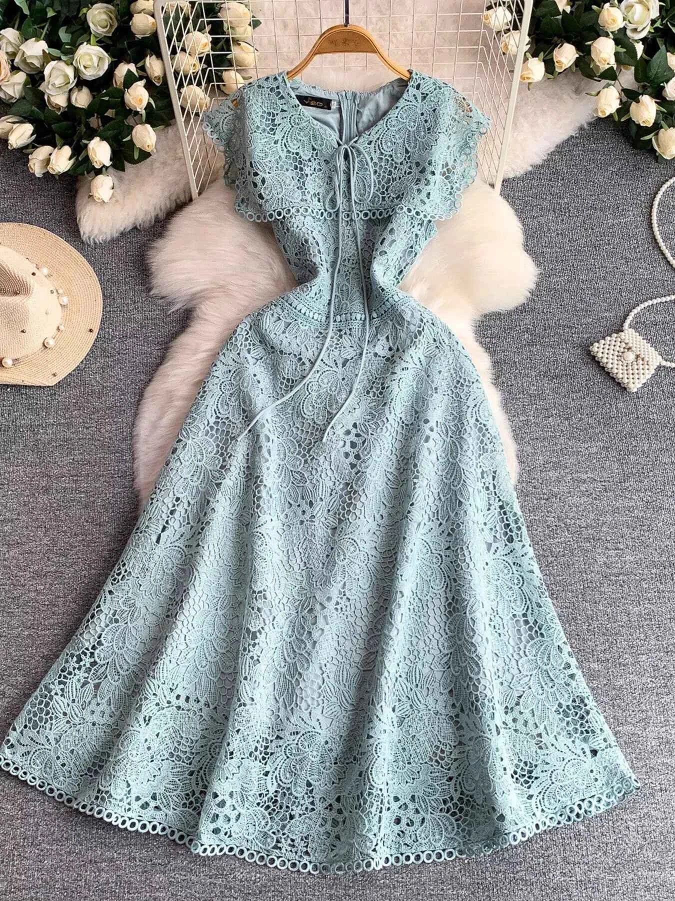Lace Sleeveless A-Line Dress