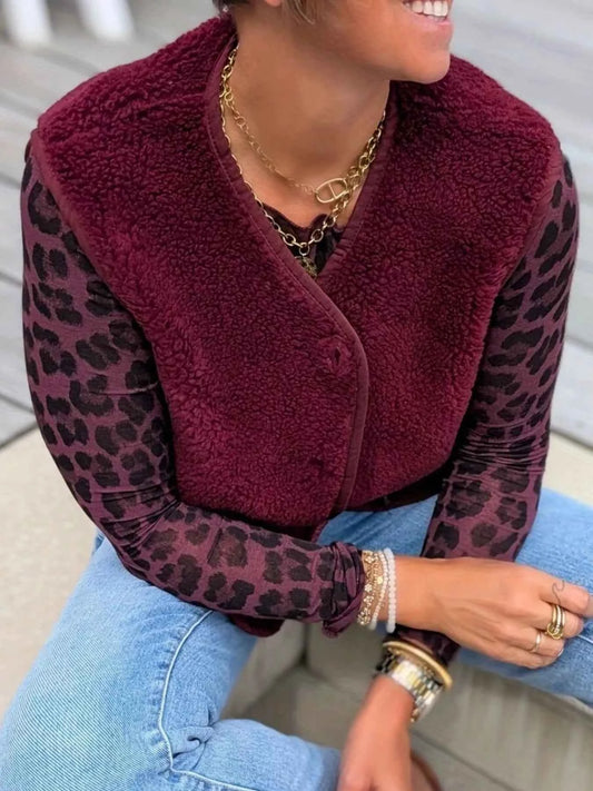 Fleece Button-Down Vest Coat