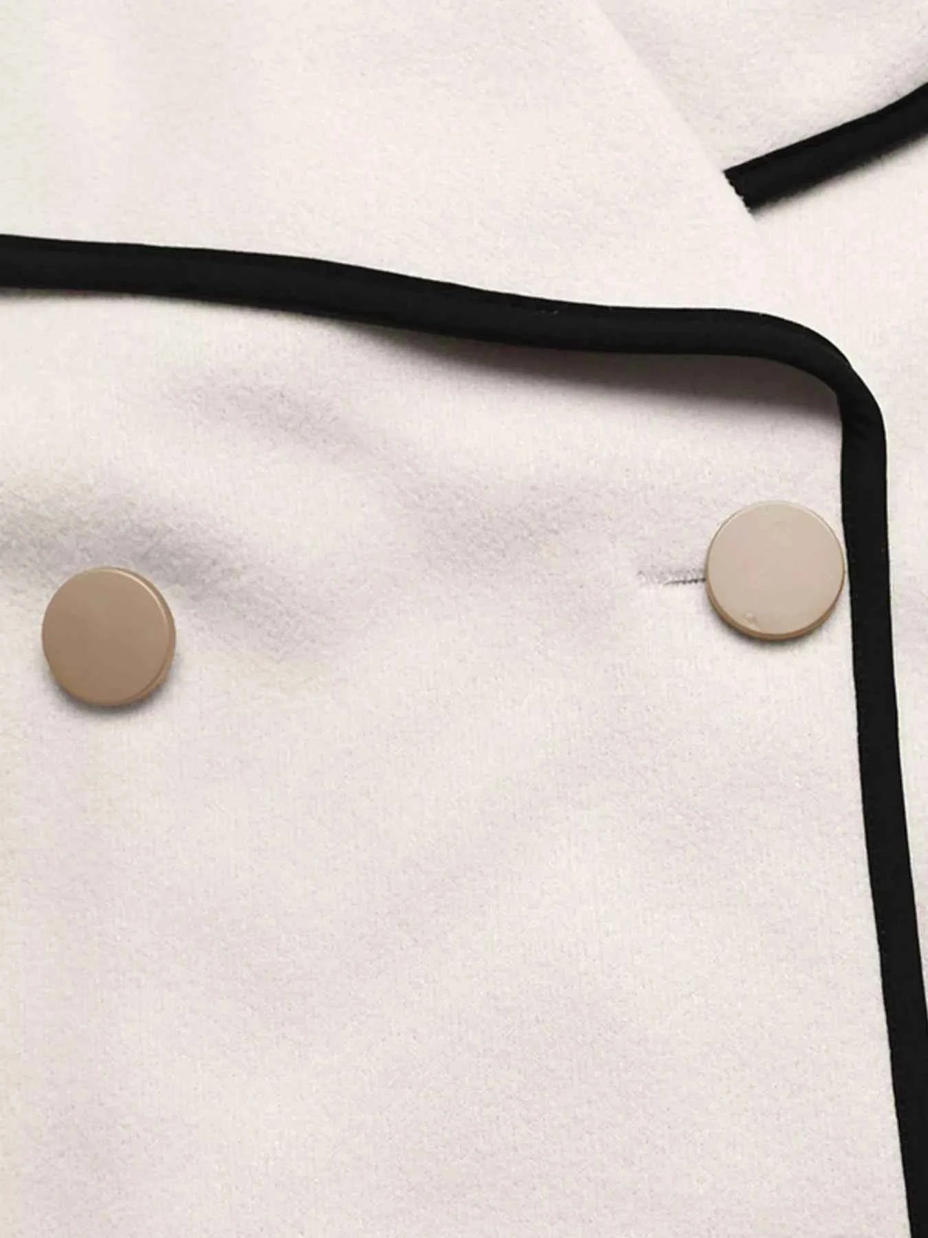 Contrast Trim Double-Breasted Jacket