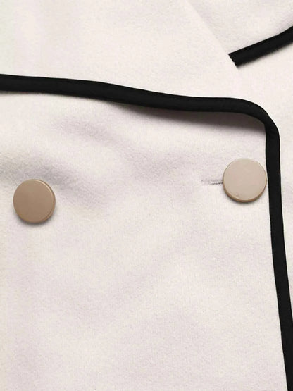Contrast Trim Double-Breasted Jacket