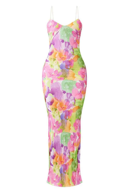 Backless Printed Maxi Cami Dress