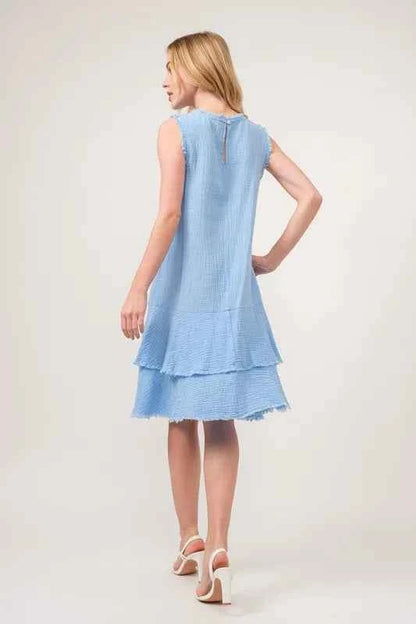 And The Why Washed Fringe Detail Tiered Dress