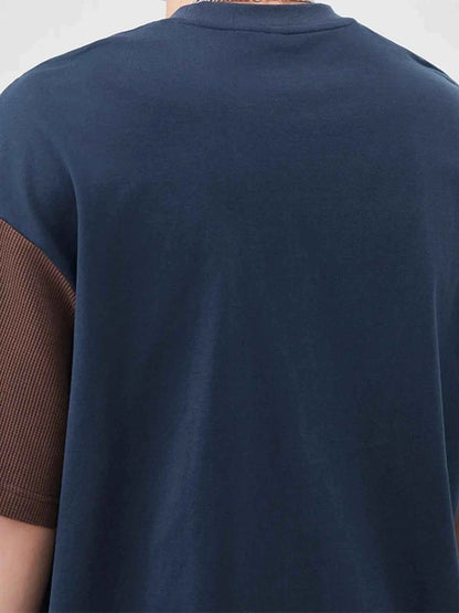 Men's Plus Size Color Block Round Neck T-Shirt