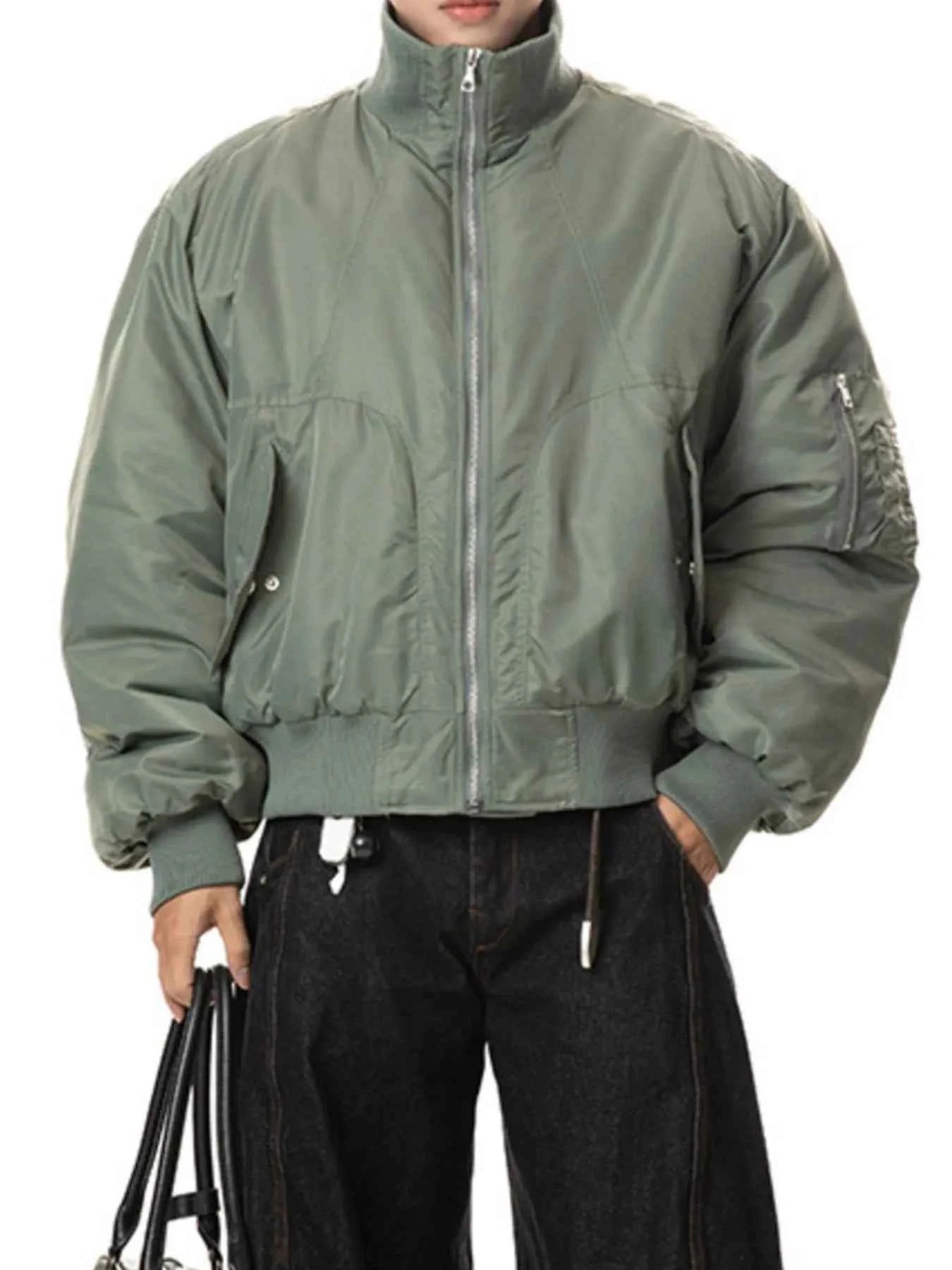 Men's Zip Up Long Sleeve Bomber Jacket