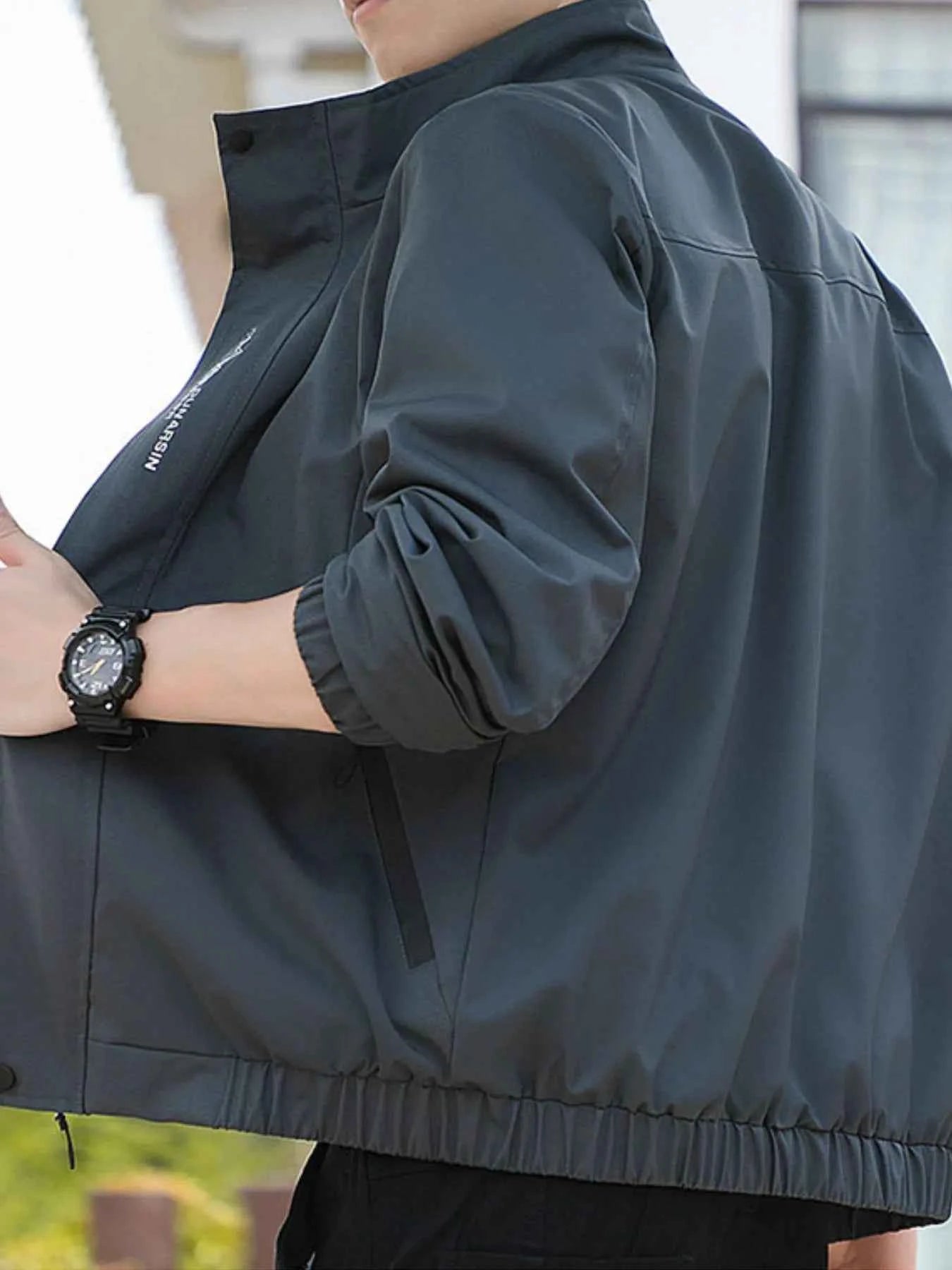 Men's Plus Size Zip Up Long Sleeve Jacket