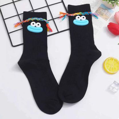 Cartoon Ribbed Knit Crew Socks