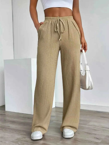 Texture Wide Leg Pants