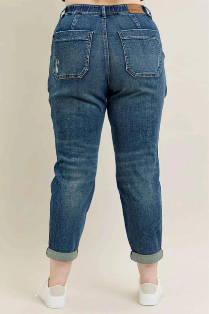 Judy Blue Full Size HW Vintage Wash Jeans w/ Drawstring Plus Size