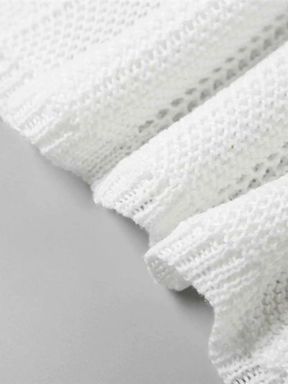 Openwork Halter Neck Maxi Sweater Dress