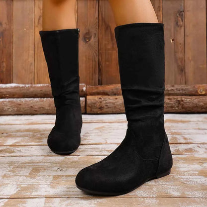 Round Toe Side Zip Boots