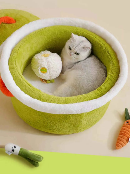 Cozy Warm Round Covered Semi-Enclosed Pet Nest