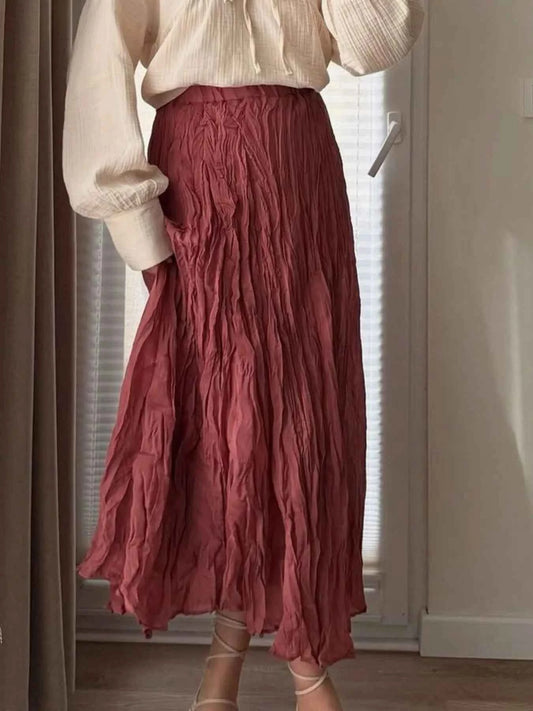 Ruched Elastic Waist Skirt