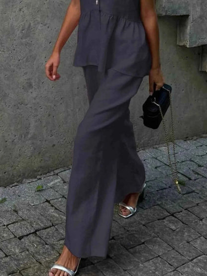 V-Neck Vest and Pants Set