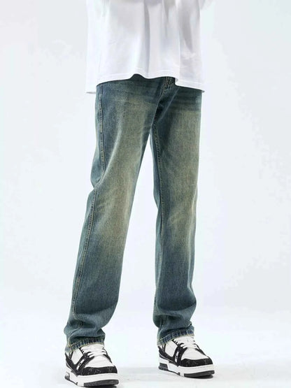Men's Washed Straight Leg Jeans