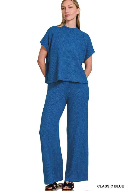Zenana Sweater Boxy Top & Long Pants Set