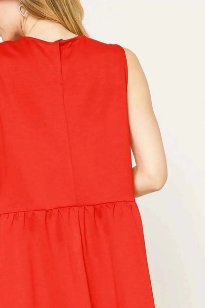 Umgee Round Neck Sleeveless Tank Dress with Pockets