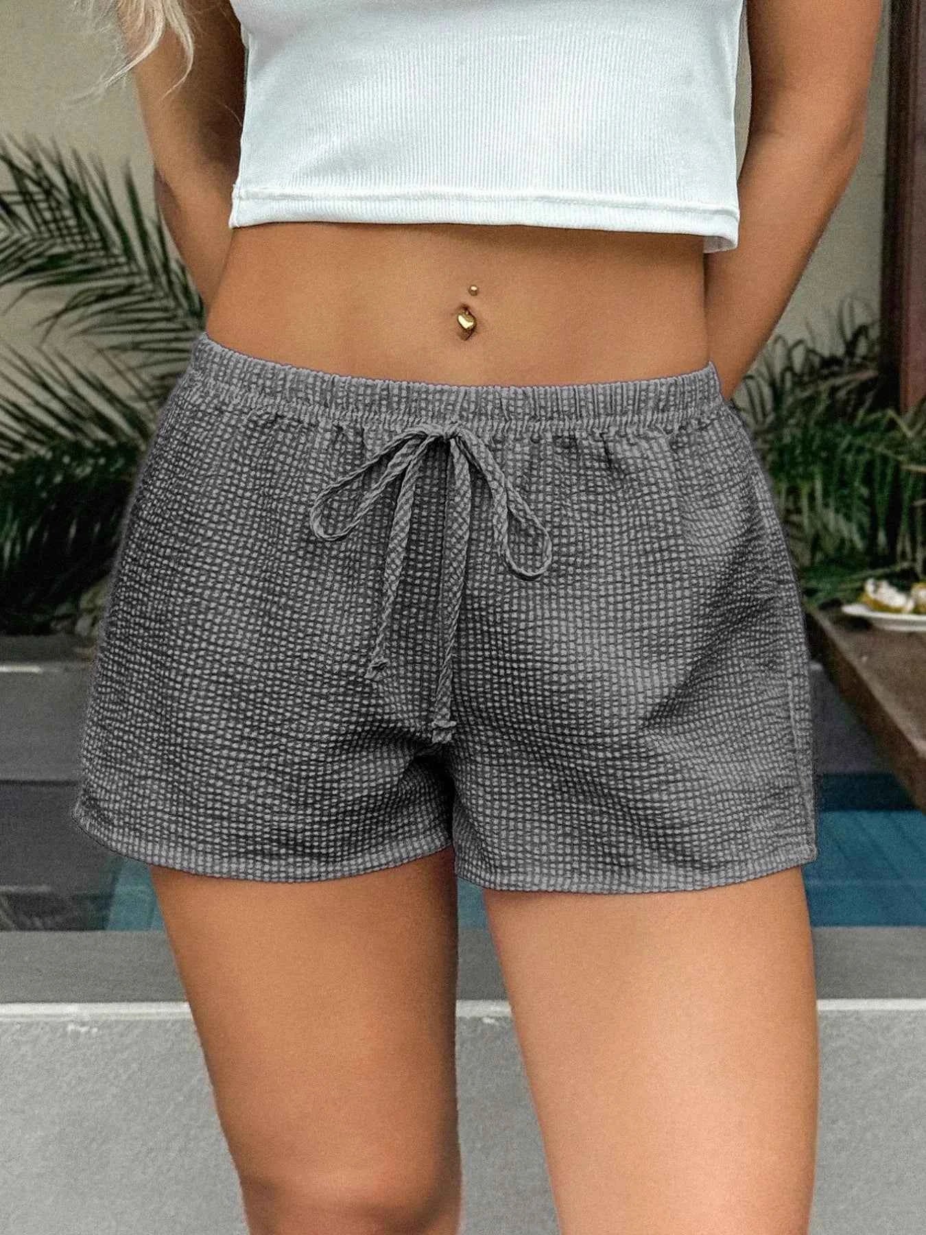 Textured Drawstring Comfort Shorts
