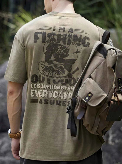 Men's Plus Size Letter Graphic Round Neck T-Shirt