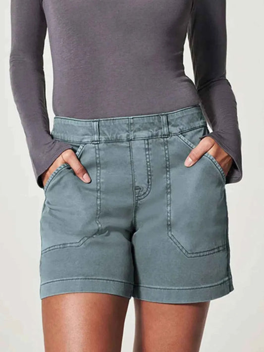 Full Size Vintage Washed Denim Shorts with Pockets Plus Size