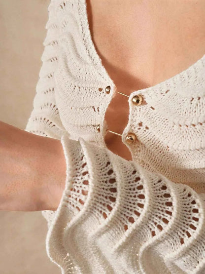 Wave Openwork Crochet Maxi Knit Dress