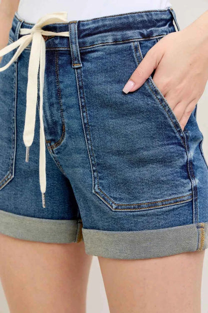 Judy Blue Full Size High Rise Cuff Denim Shorts Plus Size
