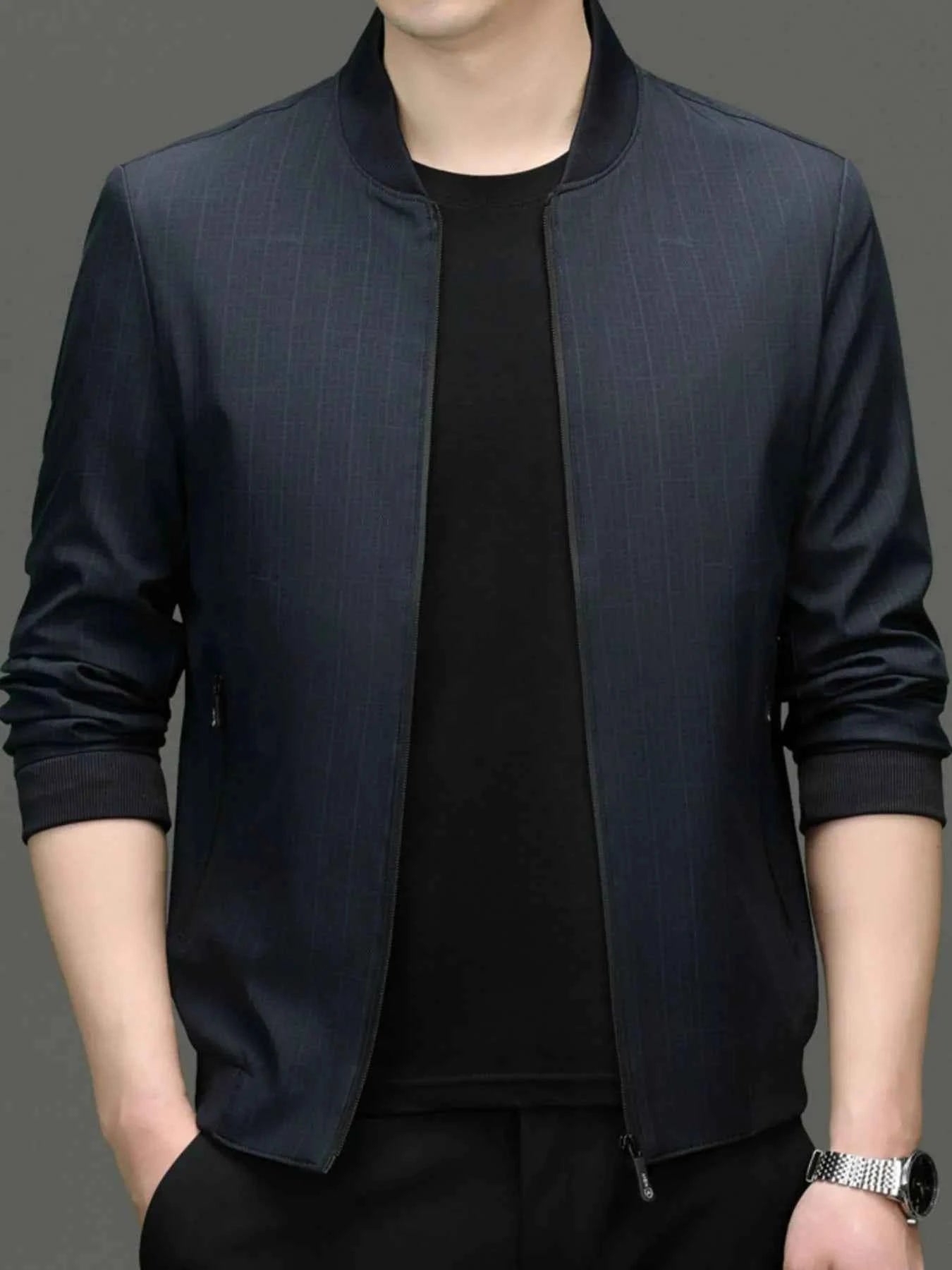Men's Plus Size Zip Up Long Sleeve Jacket
