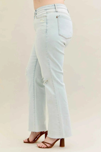 Judy Blue Full Size Destroy & Fray Hem Bootcut Jeans Plus Size