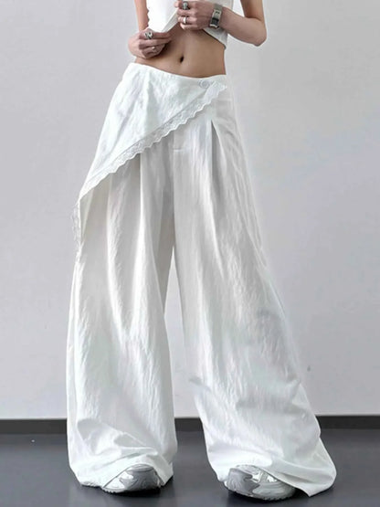 Lace Detail Wide Leg Pants