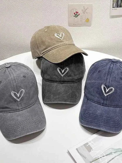 Washed Heart Embroidered Baseball Cap