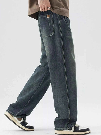 Men's Washed Wide Leg Relaxed Fit Jeans