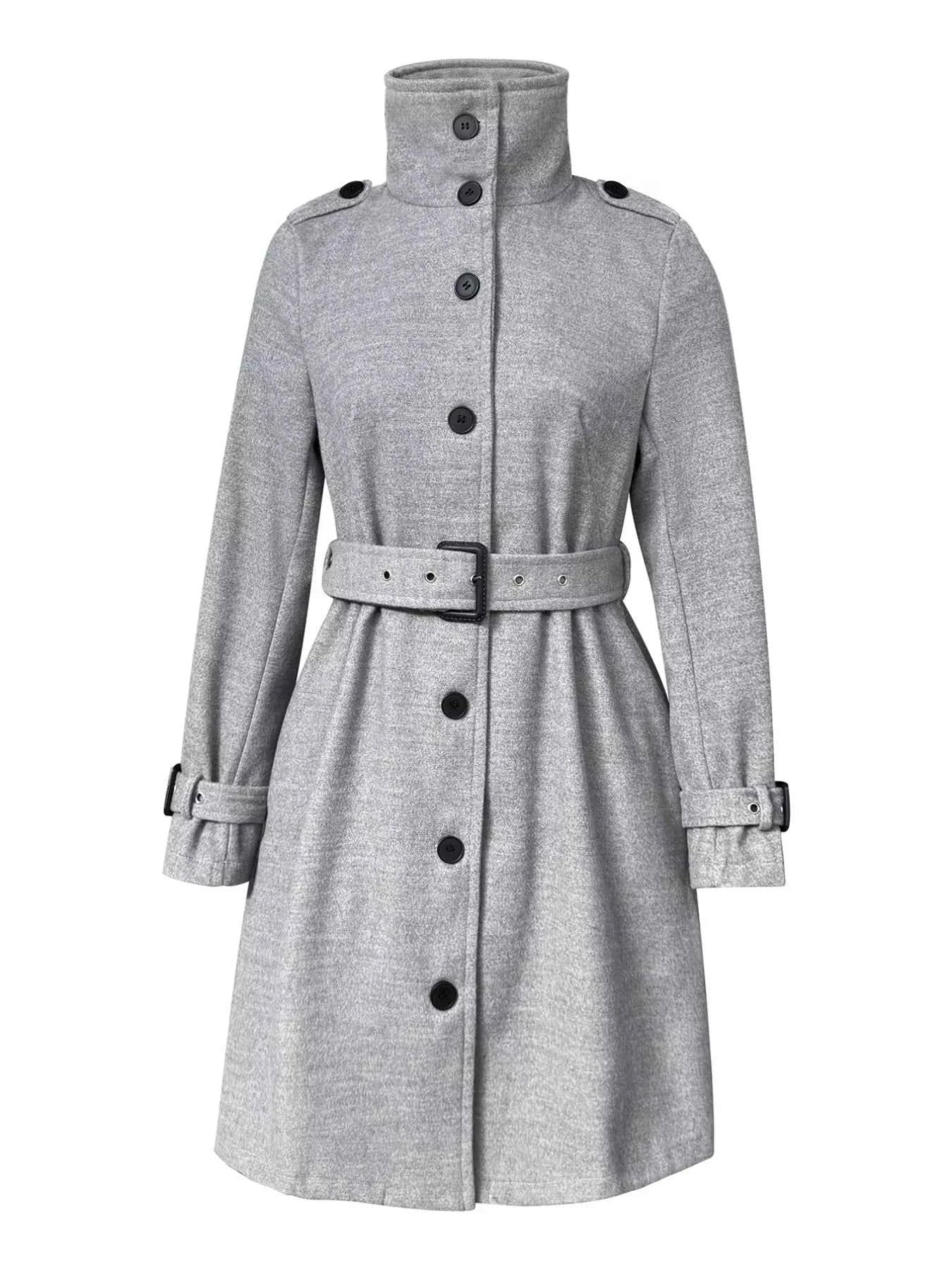 Button-Down Longline Coat with Belt