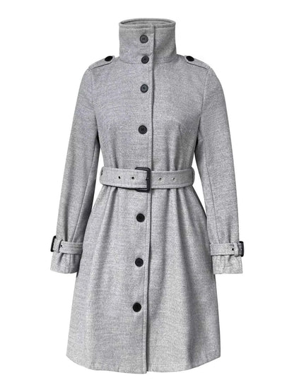 Button-Down Longline Coat with Belt