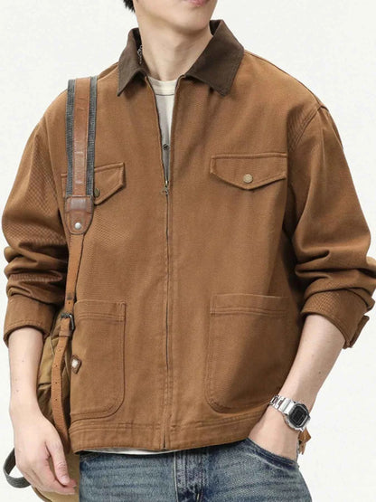 Men's Full Size Zip-Up Long Sleeve Jacket Plus Size