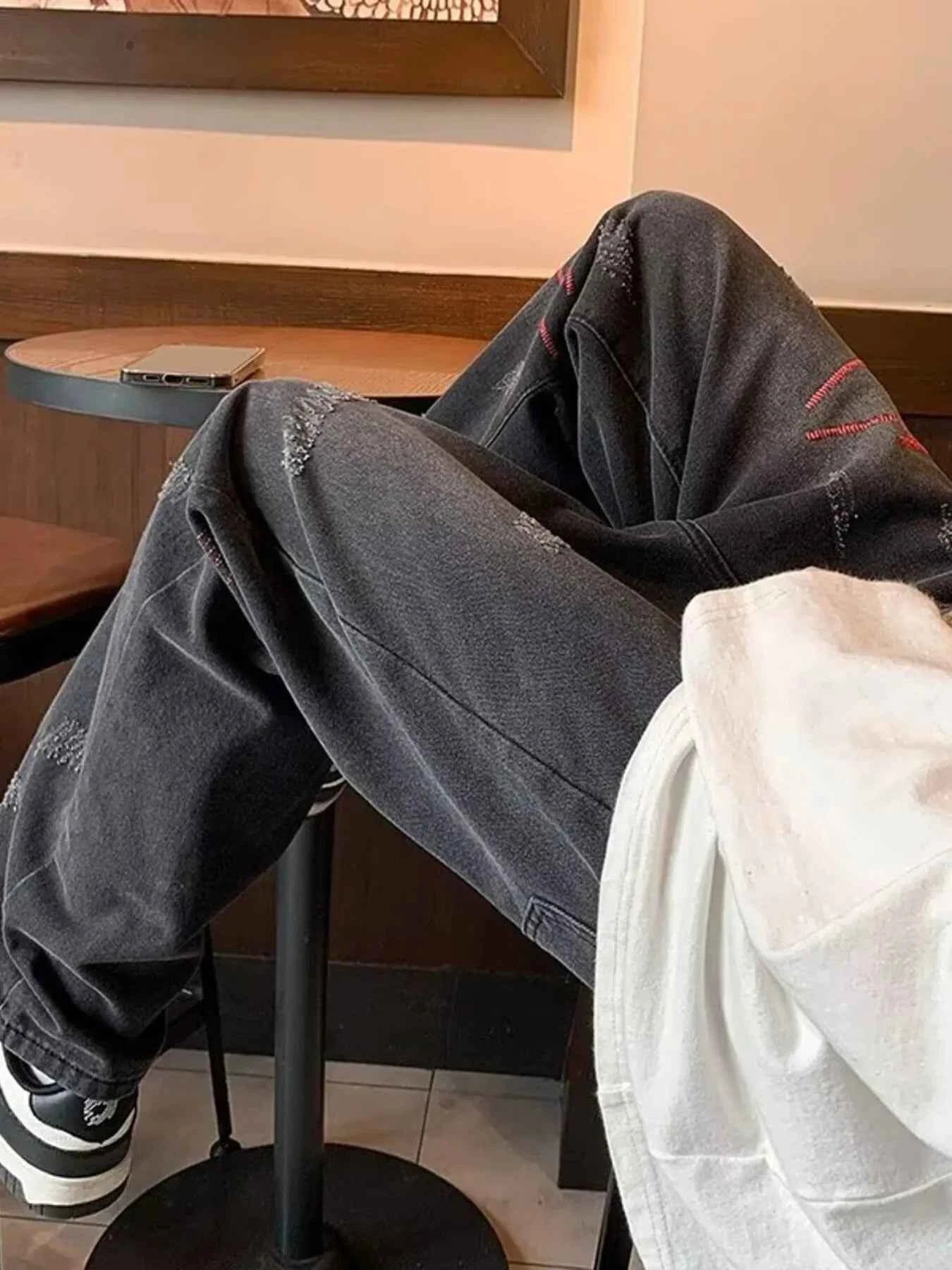 Men's Full Size Washed Wide Leg Jeans Plus Size