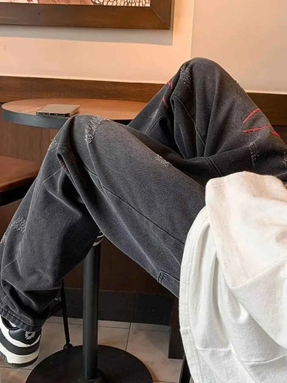 Men's Full Size Washed Wide Leg Jeans Plus Size