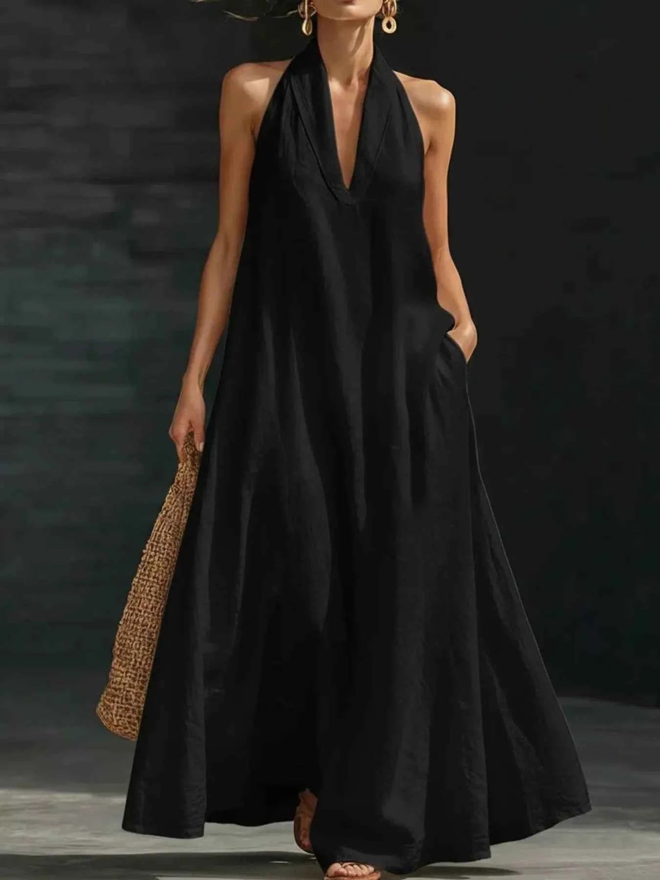 Full Size Halter Neck Sleeveless Maxi Dress Plus Size