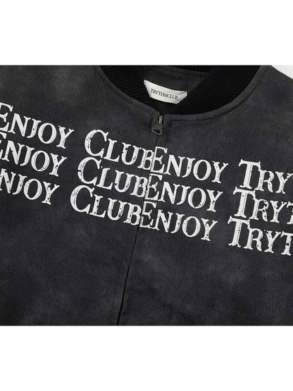 Men's Zip Up Letter Graphic Bomber Jacket