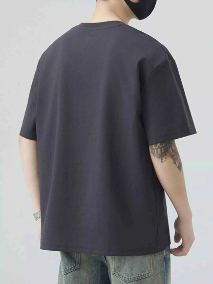 Men's Plus Size Letter Round Neck Half Sleeve T-Shirt