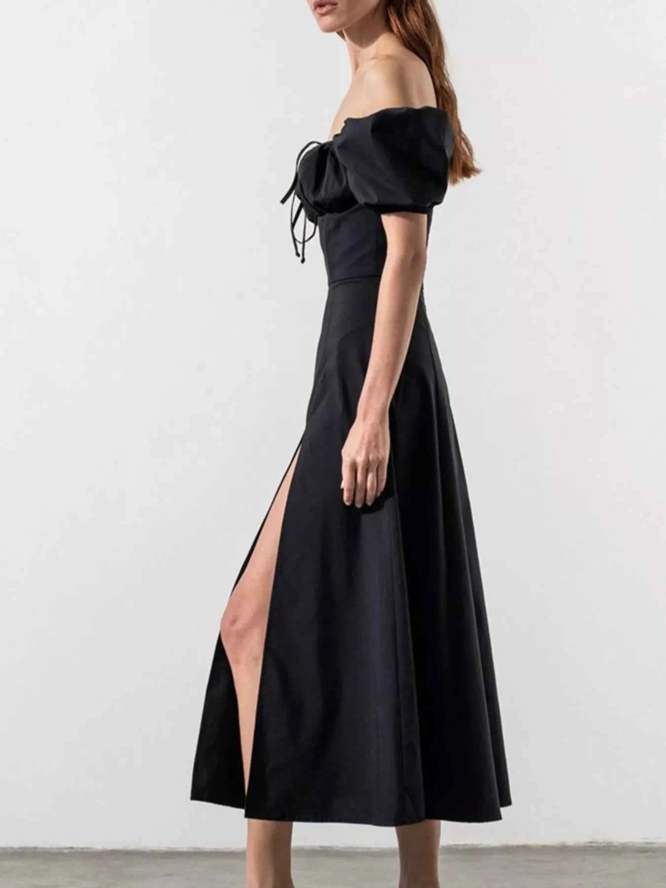 Full Size Slit Short Sleeve Midi Dress Plus Size