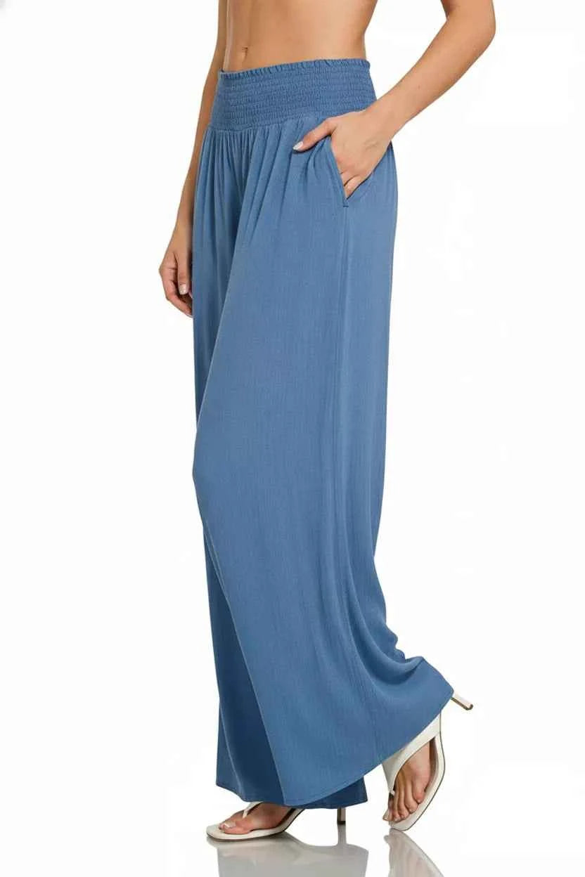 Zenana Smocked Waistband Wide Leg Lounge Pants