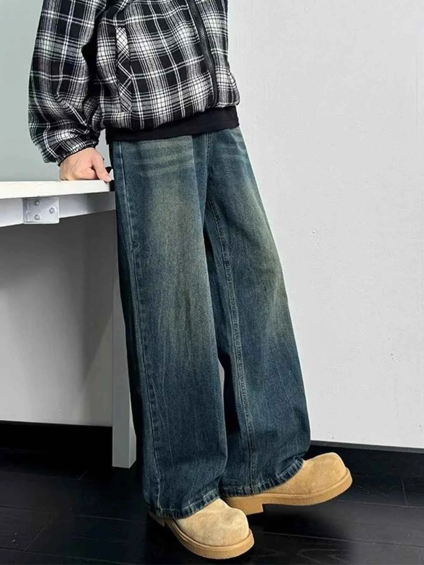 Men's Full Size Wash Wide Leg Jeans Plus Size