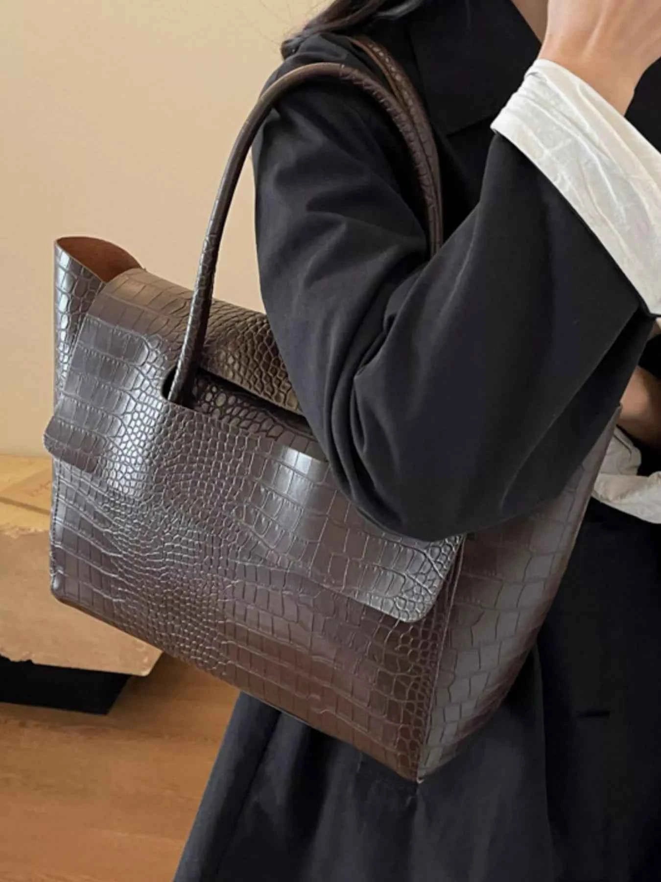 Crocodile Embossed Tote Bag