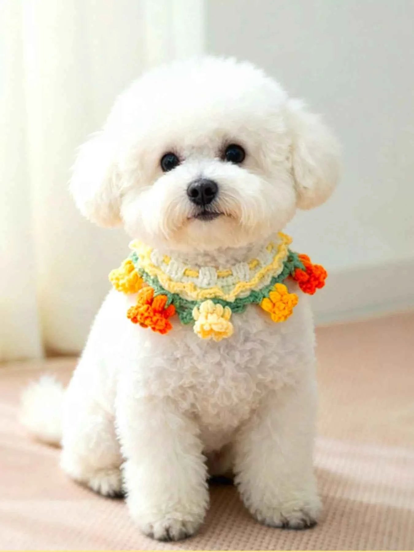 Handmade Crochet Floral Pet Scarf