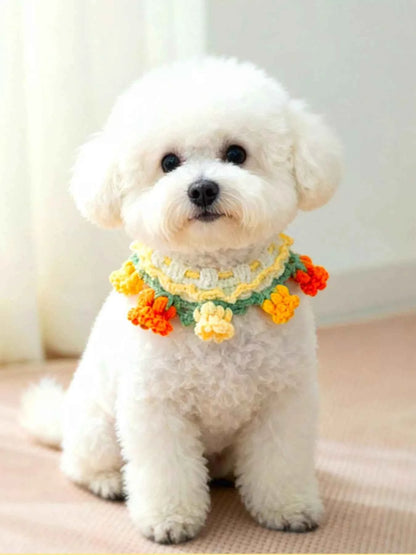 Handmade Crochet Floral Pet Scarf