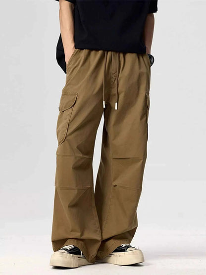 Men's Plus Size Drawstring Wide Leg Cargo Pants