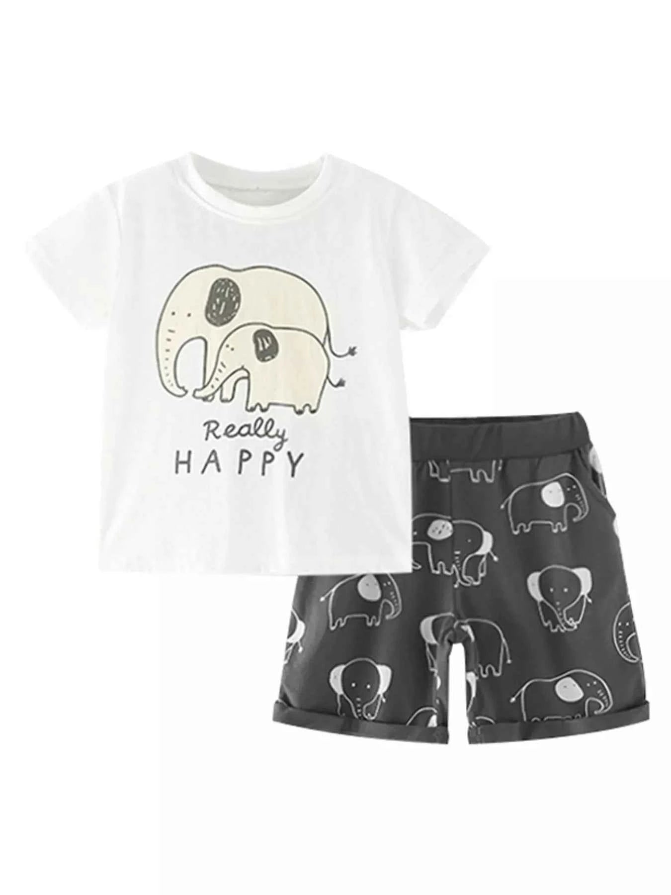 Children's Elephant Short Sleeve Tee and Shorts Set