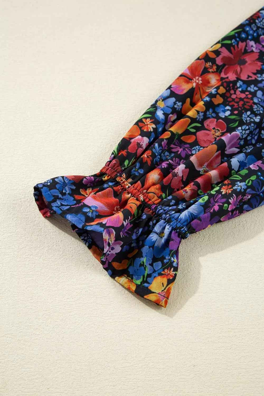 Floral Print Flounce Sleeve Dress