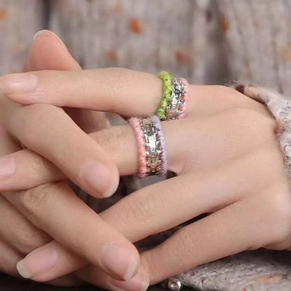 Brass Yarn-Wrapped Open Ring